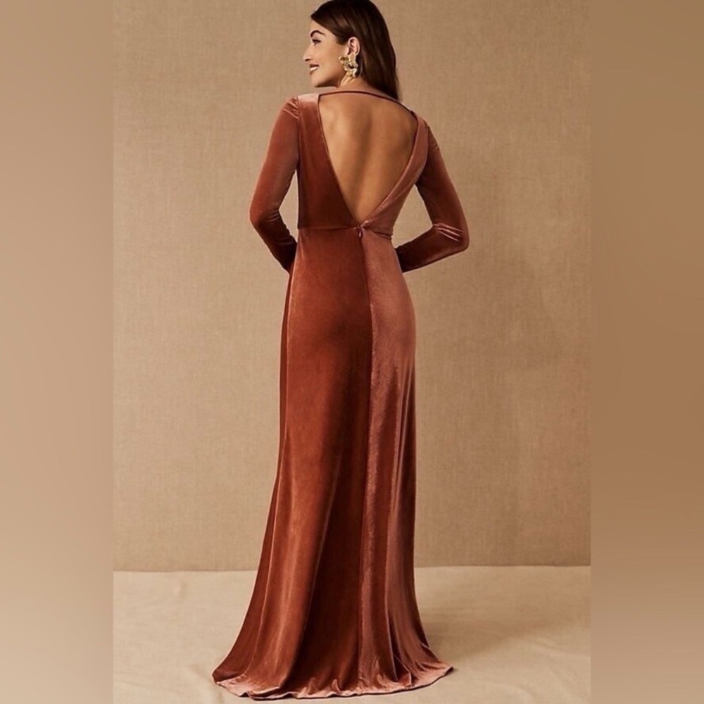 NEW‎ | Jenny Yoo Ryland Velvet V-Neck V-Back Gown/English Rose - Picture 3 of 13